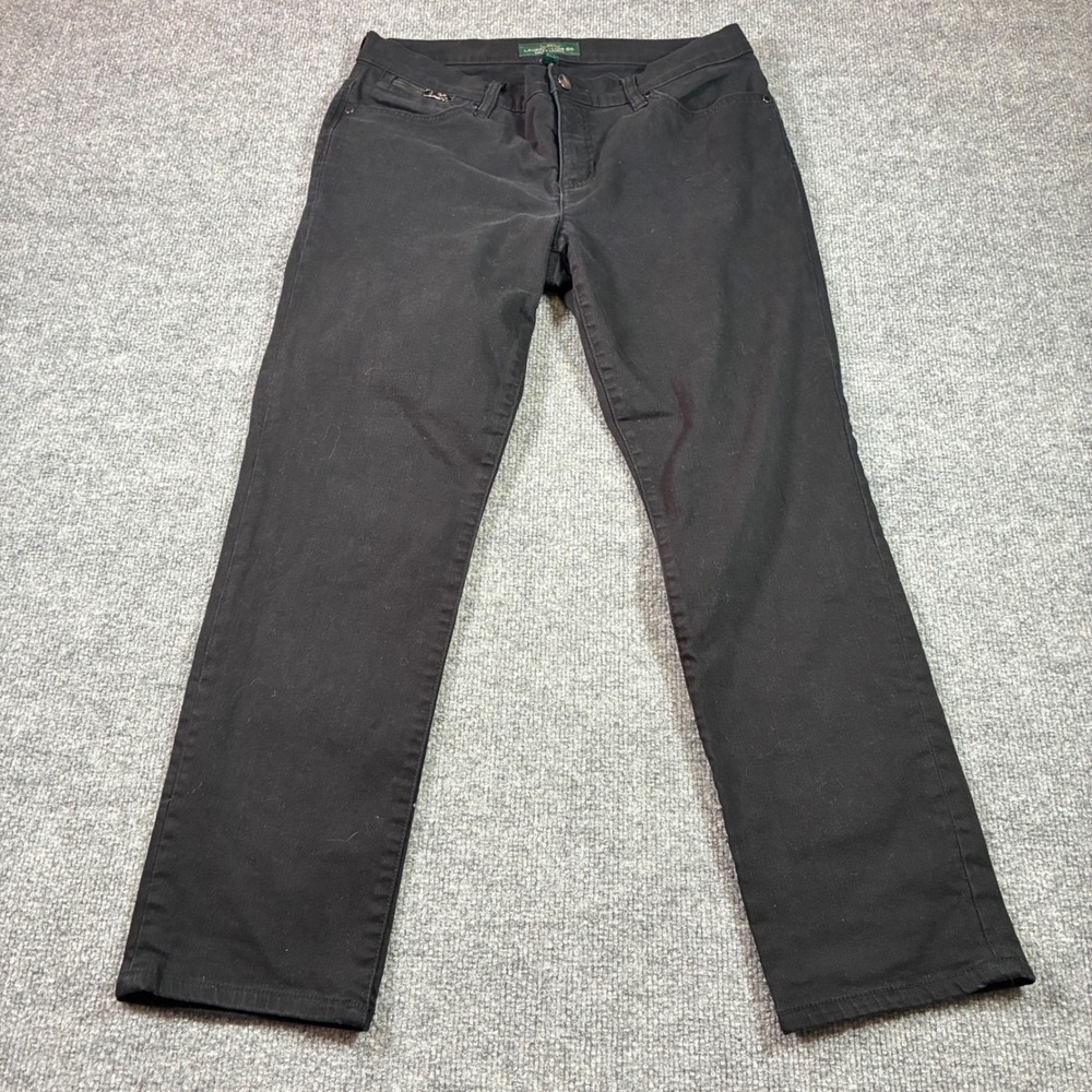 Lauren Ralph Lauren Modern Straight Ankle Jeans Women 12 Black Stretch